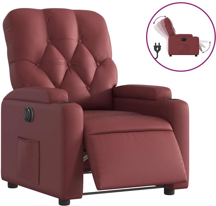 VidaXL Verstelbare Elektrische Fauteuil Wijnrood