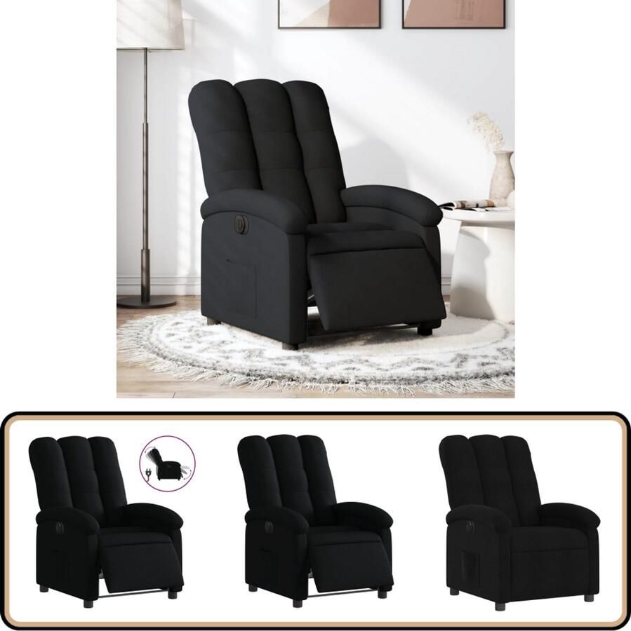 VidaXL Verstelbare Elektrische Fauteuil Zwart Elektrische Fauteuil Loungestoel Fauteuils Zwarte Fauteuil Ergonomische Fauteuil