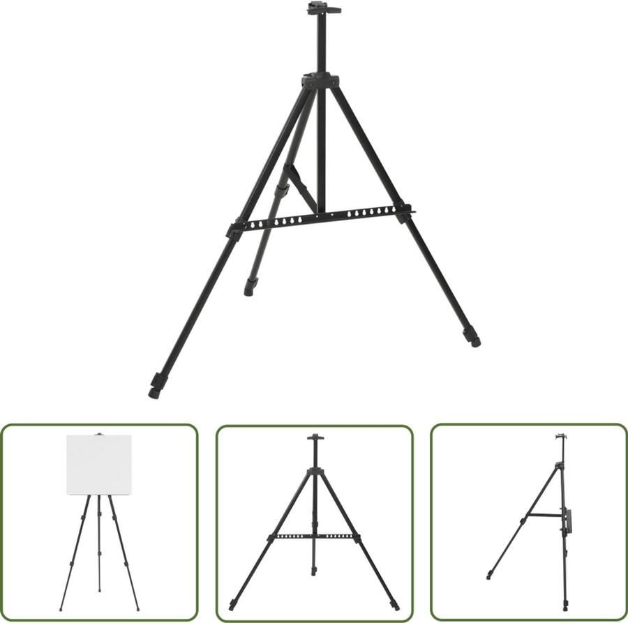 VidaXL Verstelbare Ezel Zwart Metaal Schildersezel Ezel Schildersmaterialen Atelierbenodigdheden Creativiteitsartikelen
