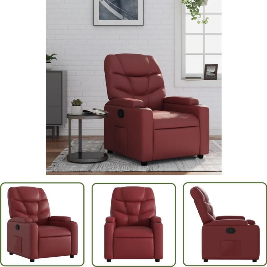 VidaXL Fauteuil verstelbaar kunstleer wijnrood Comfortabele Fauteuil Verstelbare Fauteuil Lounge Fauteuil Design Fauteuil Kunstleder Fauteuil