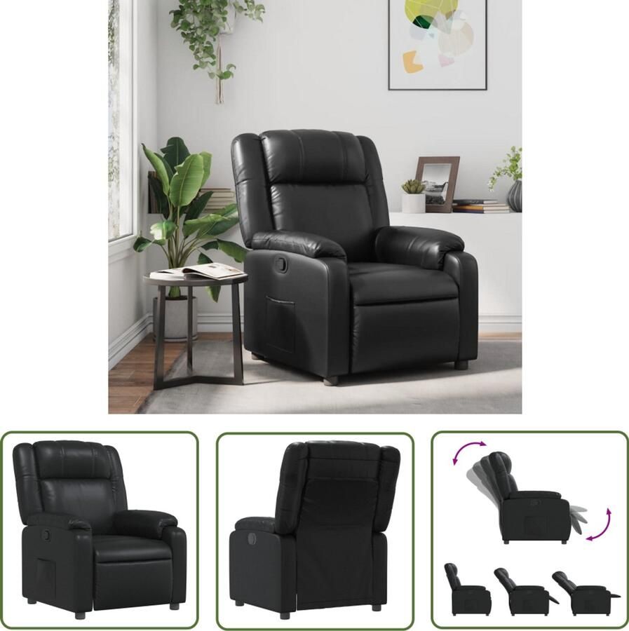 VidaXL Fauteuil verstelbaar kunstleer zwart Comfortabele Fauteuil Verstelbare Fauteuil Zwarte Fauteuil Kunstlederen Fauteuil Lounge Stoel