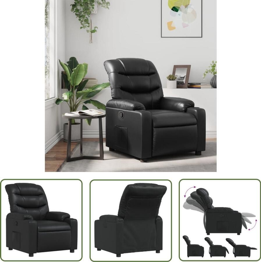 VidaXL Fauteuil verstelbaar kunstleer zwart Comfortabele Fauteuil Verstelbare Fauteuil Zwarte Fauteuil Kunstlederen Fauteuil Lounge Fauteuil