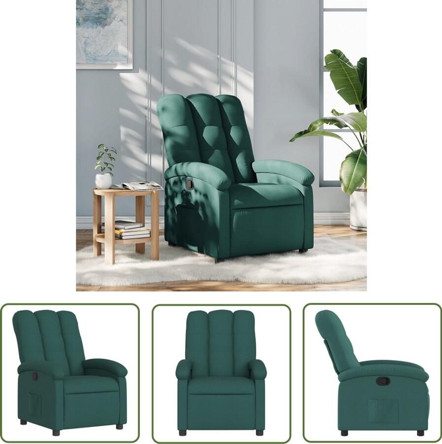 VidaXL Fauteuil verstelbaar stof donkergroen Comfortabele Fauteuil Verstelbare Fauteuil Donkere Groene Fauteuil Lounge Fauteuil Relaxfauteuil