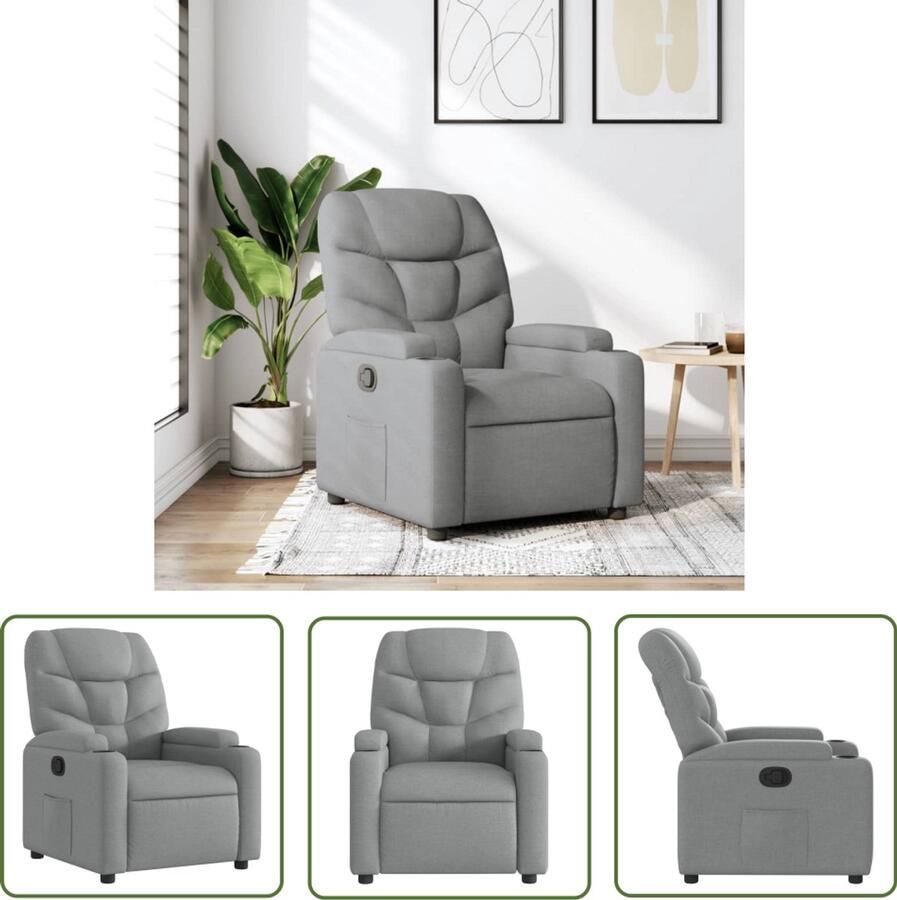 VidaXL Fauteuil verstelbaar stof lichtgrijs Comfortabele Fauteuil Verstelbare Fauteuil Lounge Fauteuil Relaxfauteuil Fauteuils Grijs