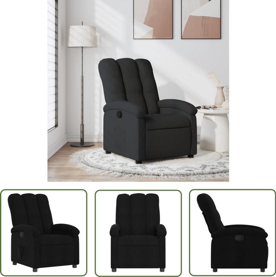 VidaXL Fauteuil verstelbaar stof zwart Comfortabele Fauteuil Verstelbare Fauteuil Zwarte Fauteuil Lounge Fauteuil Leesfauteuil