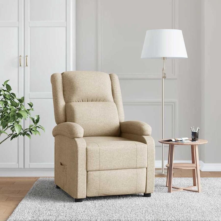 VidaXL Verstelbare Fauteuil Crèmekleurig Stof