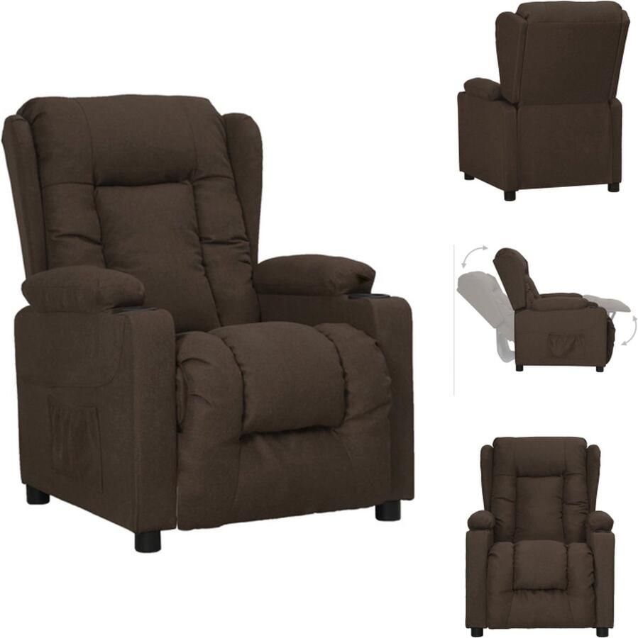 VidaXL Fauteuil Fauteuils Leunstoel Relaxfauteuil Fauteuil verstelbaar stof donkerbruin - Foto 2