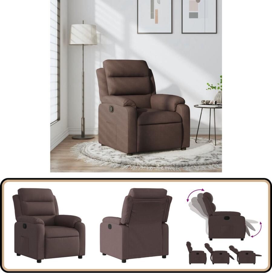VidaXL Verstelbare Fauteuil Donkerbruin Stof Verstelbare Fauteuil Relaxfauteuil Leunstoel Fauteuils Donkerbruine Fauteuil