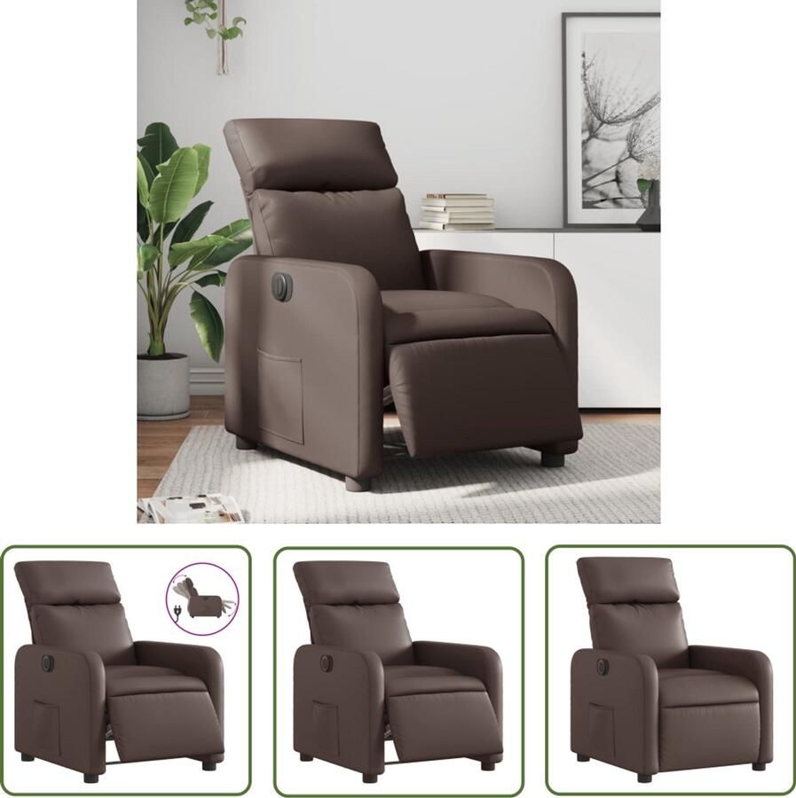 VidaXL Fauteuil verstelbaar elektrisch kunstleer bruin Elektrische Fauteuil Verstelbare Fauteuil Bruine Fauteuil Lederlook Fauteuil Loungefauteuil