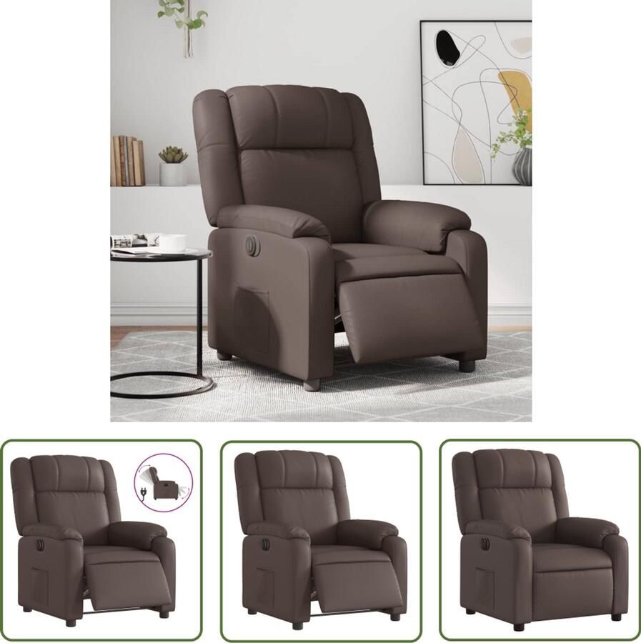 The Living Store Fauteuil verstelbaar elektrisch kunstleer bruin Elektrische Fauteuil Verstelbare Fauteuil Lederlook Fauteuil Loungefauteuil Relaxfauteuil