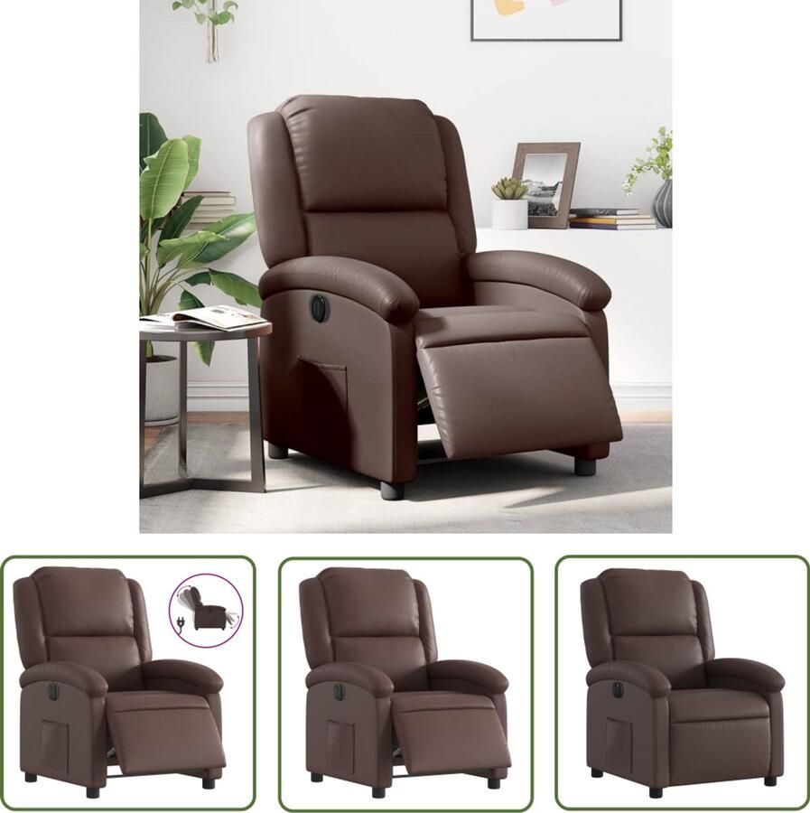 The Living Store Fauteuil verstelbaar elektrisch kunstleer bruin Elektrische Fauteuil Verstelbare Fauteuil Lederlook Fauteuil Loungefauteuil Relaxfauteuil