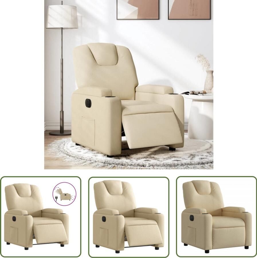 VidaXL Fauteuil verstelbaar elektrisch stof crèmekleurig Elektrische Fauteuil Verstelbare Fauteuil Lounge Stoel Relaxfauteuil Fauteuils - Foto 2