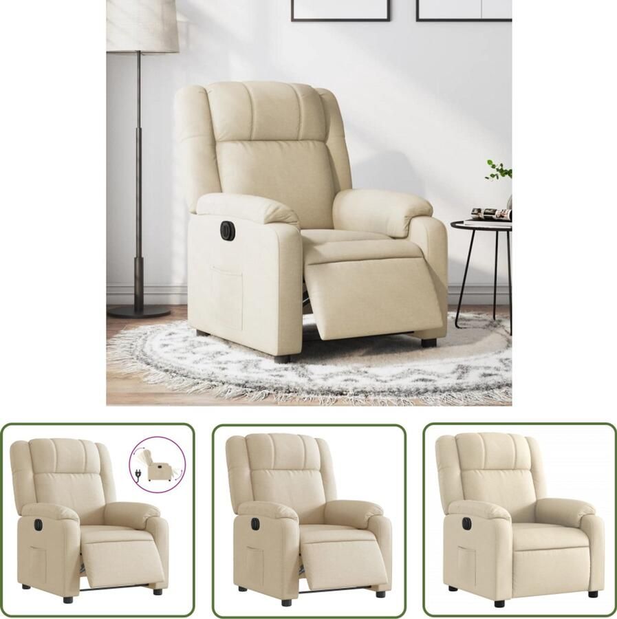 The Living Store Fauteuil verstelbaar elektrisch stof crèmekleurig Elektrische Fauteuil Verstelbare Fauteuil Lounge Stoel Fauteuils Relaxstoel