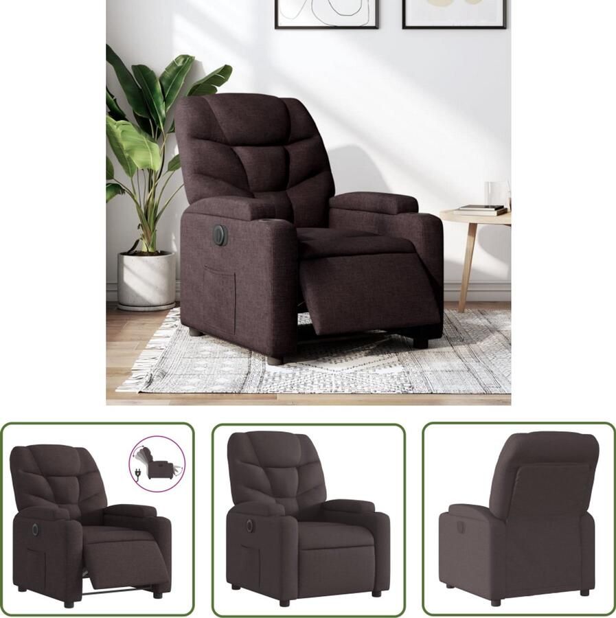 VidaXL Verstelbare Fauteuil Elektrische Fauteuil verstelbaar elektrisch stof donkerbruin Lederlook Fauteuil Loungefauteuil Relaxfauteuil