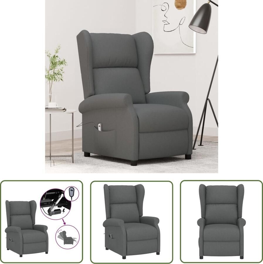 The Living Store Verstelbare Armstoel Donkergrijs 73 x 95 x 103 cm Elektrische motor Elektrische Fauteuil Verstelbare Fauteuil Loungestoel Fauteuil Grijs Fauteuils Online Kopen - Foto 2