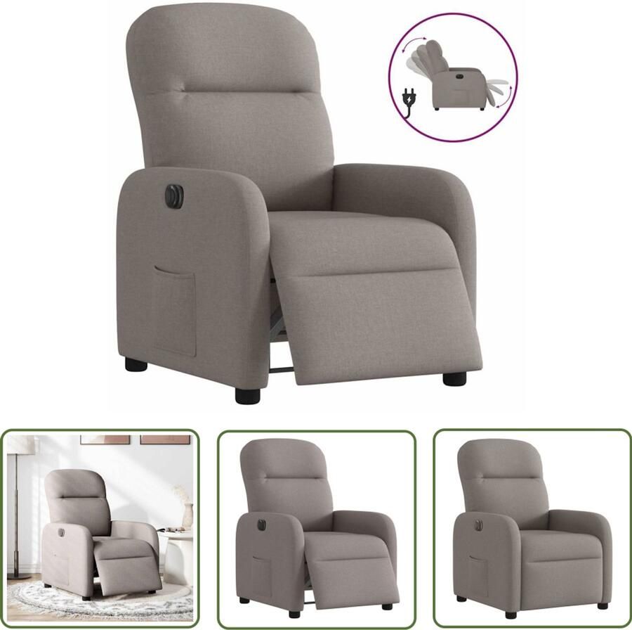 VidaXL Verstelbare Fauteuil Elektrische Fauteuil verstelbaar elektrisch stof taupe Lounge Stoel Relaxfauteuil Fauteuils