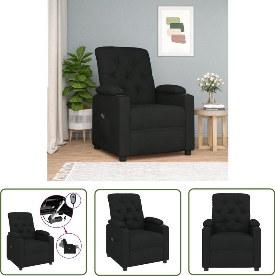VidaXL Fauteuil verstelbaar elektrisch stof zwart Elektrische Fauteuil Verstelbare Fauteuil Lounge Stoel Leesfauteuil Ergonomische Fauteuil