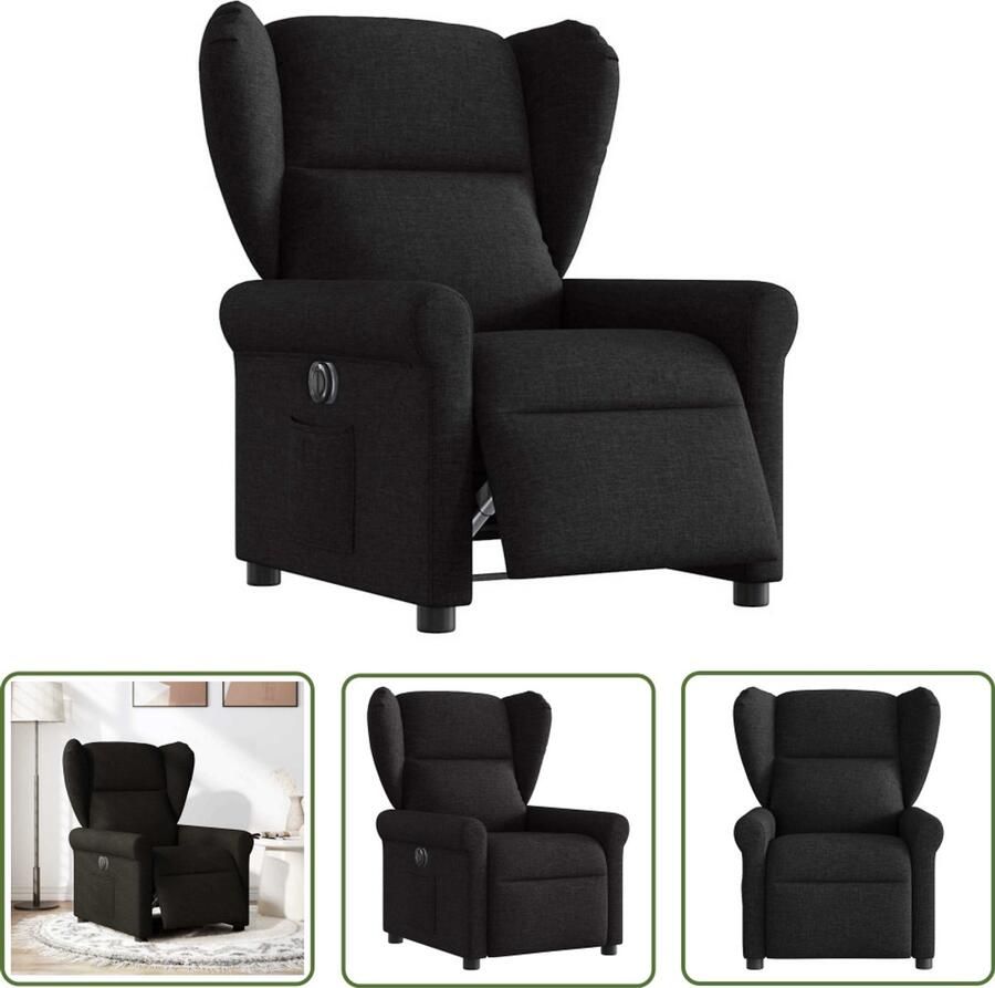VidaXL Verstelbare Fauteuil Elektrische Fauteuil verstelbaar elektrisch stof zwart Loungefauteuil Relaxfauteuil Zwarte Fauteuil