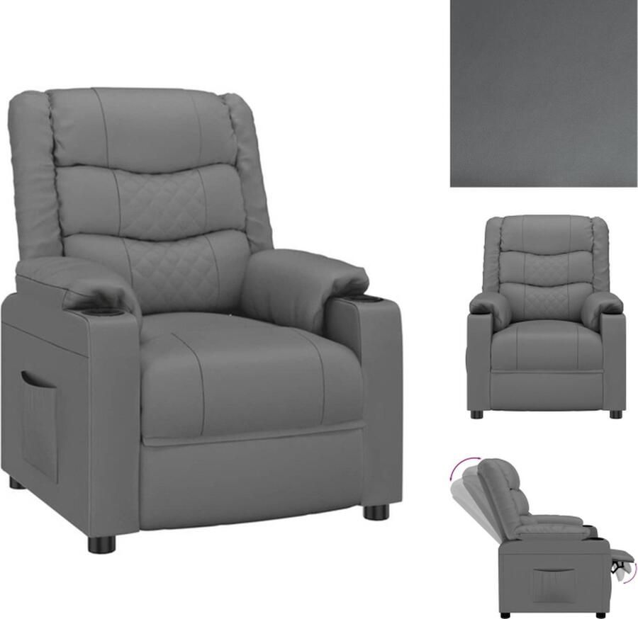 VidaXL Verstelbare Fauteuil Grijs Kunstleer 78.5 x 95.5 x 100 cm Verstelbare rugleuning en voetensteun Fauteuil