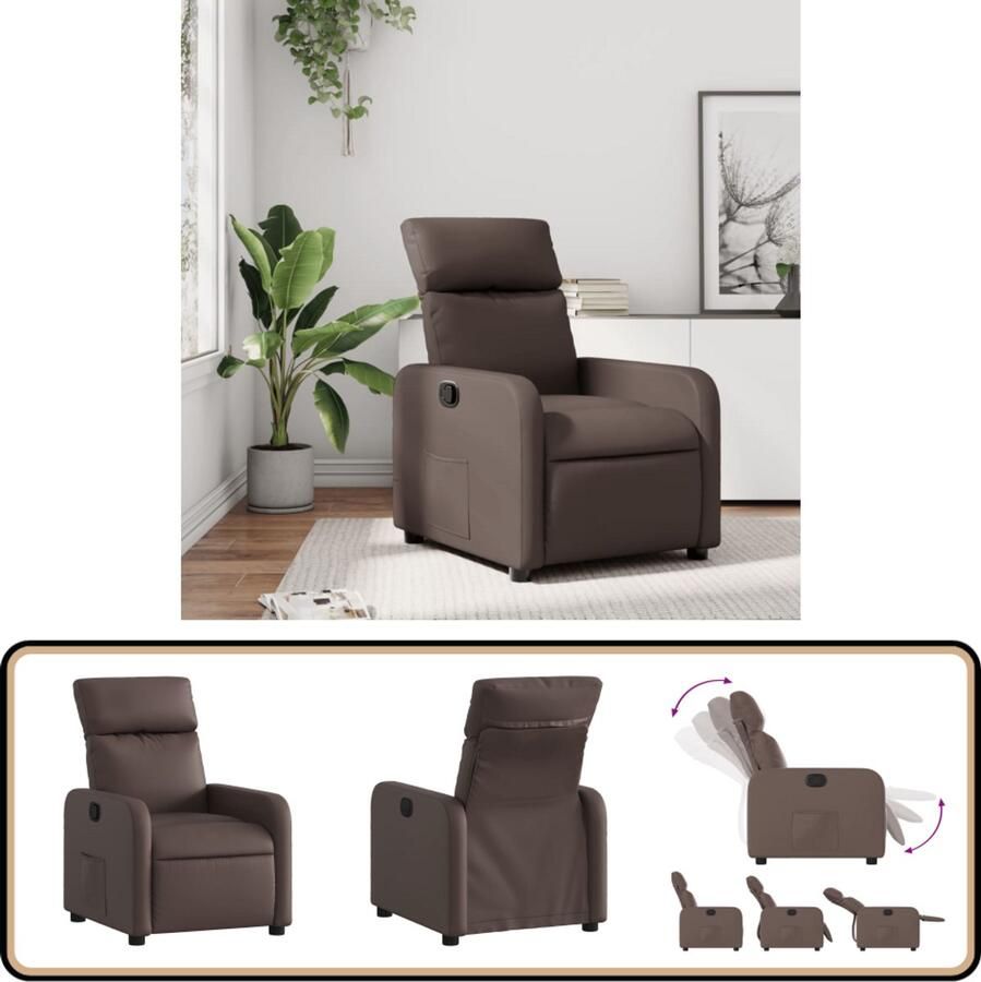 VidaXL Verstelbare Fauteuil Kunstleer Bruin Verstelbare Fauteuil Fauteuils Bruine Kleur Lounge Stoel Relaxfauteuil Kunstleder Fauteuil