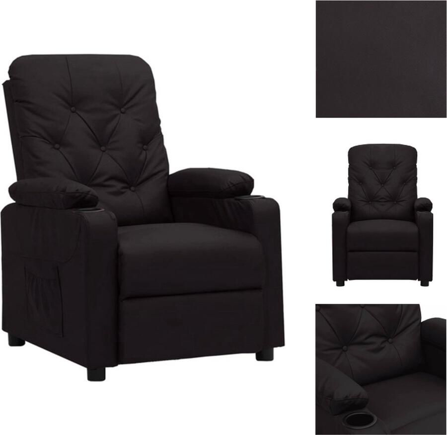 VidaXL Verstelbare Fauteuil Kunstleer Zwart 78.5 x 93 x 96.5 cm Verstelbare rugleuning en voetensteun Fauteuil