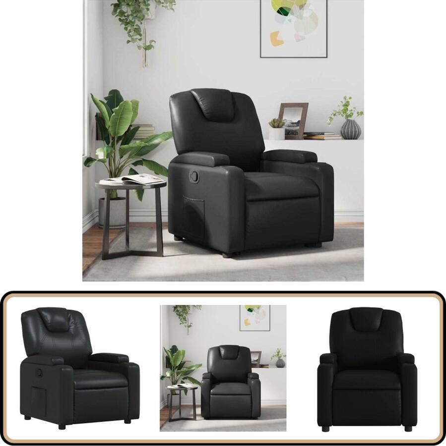 VidaXL Verstelbare Fauteuil Kunstleer Zwart Fauteuil Fauteuils Relaxfauteuil Leunstoel