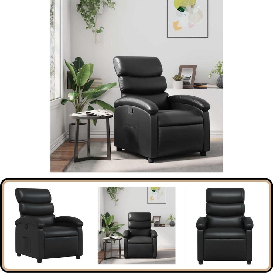 VidaXL Verstelbare Fauteuil Kunstleer Zwart Verstelbare Fauteuil Fauteuils Lounge Stoel Zwarte Fauteuil Kunstlederen Fauteuil