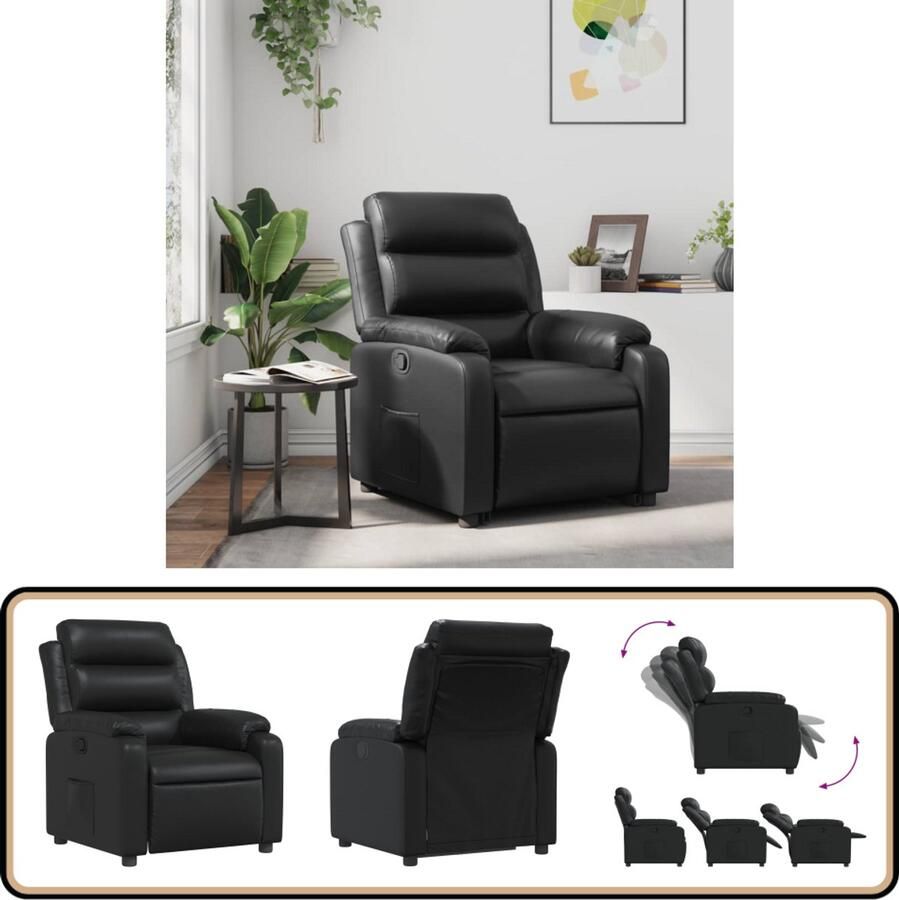 VidaXL Verstelbare Fauteuil Kunstleer Zwart Verstelbare Fauteuil Fauteuils Zwarte Fauteuil Kunstleder Fauteuil Lounge Stoel