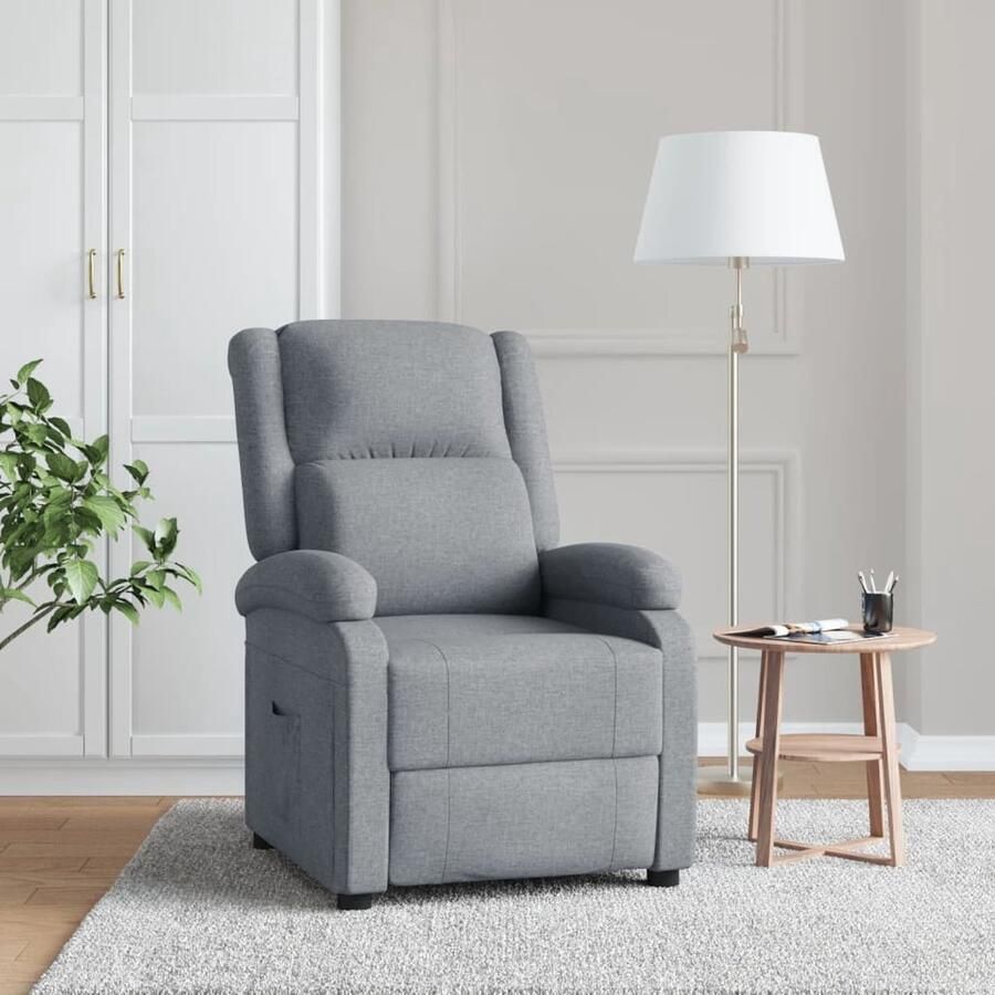 VidaXL Verstelbare Fauteuil Lichtgrijs Stof