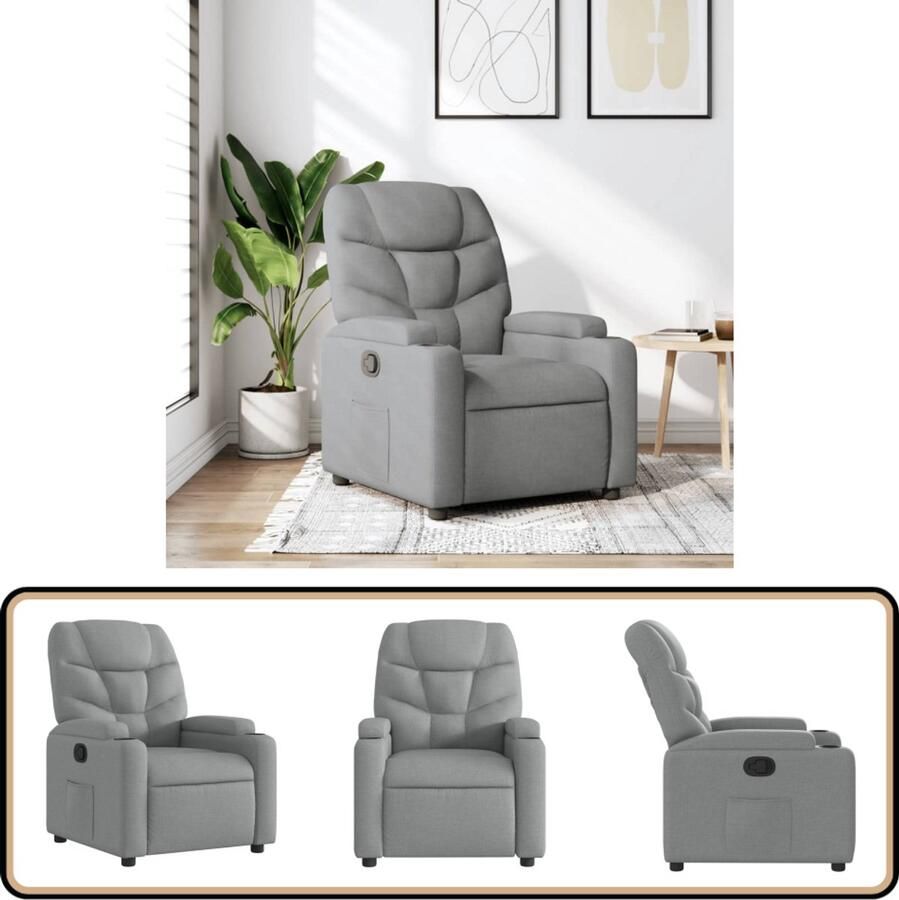 VidaXL Verstelbare Fauteuil Lichtgrijs Stof Verstelbare Fauteuil Fauteuils Lounge Stoel Relaxfauteuil Zitmeubilair