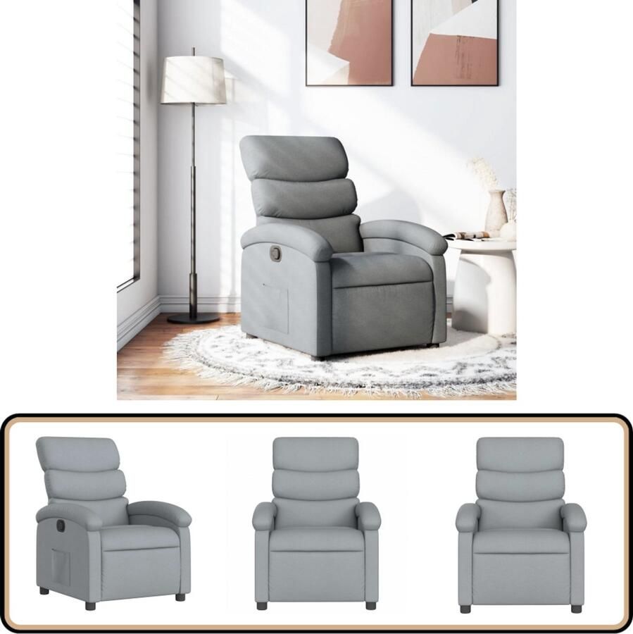 VidaXL Verstelbare Fauteuil Lichtgrijs Stof Verstelbare Fauteuil Fauteuils Lounge Stoel Relaxfauteuil Ergonomische Stoel