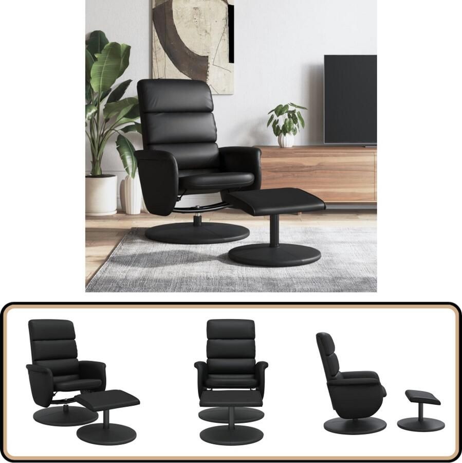 VidaXL verstelbare fauteuil met voetenbank zwart Verstelbare Fauteuil Fauteuils Lounge Stoel Relaxfauteuil Leesfauteuil