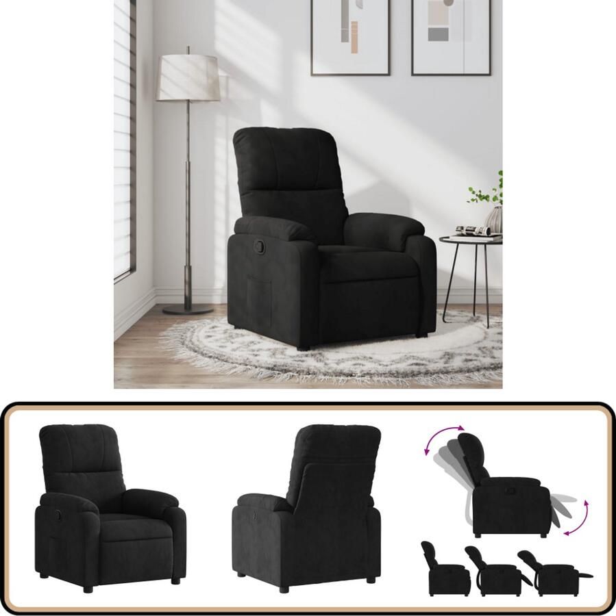 VidaXL Verstelbare Fauteuil Microvezelstof Zwart Verstelbare Fauteuil Fauteuils Lounge Stoel Relaxfauteuil Ergonomische Stoel