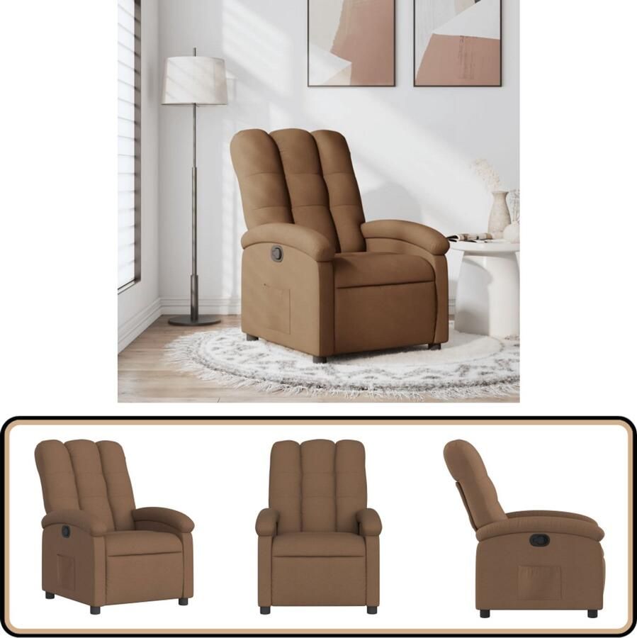 VidaXL Verstelbare Fauteuil Stof Bruin Verstelbare Fauteuil Fauteuils Lounge Stoel Relaxfauteuil Leesstoel