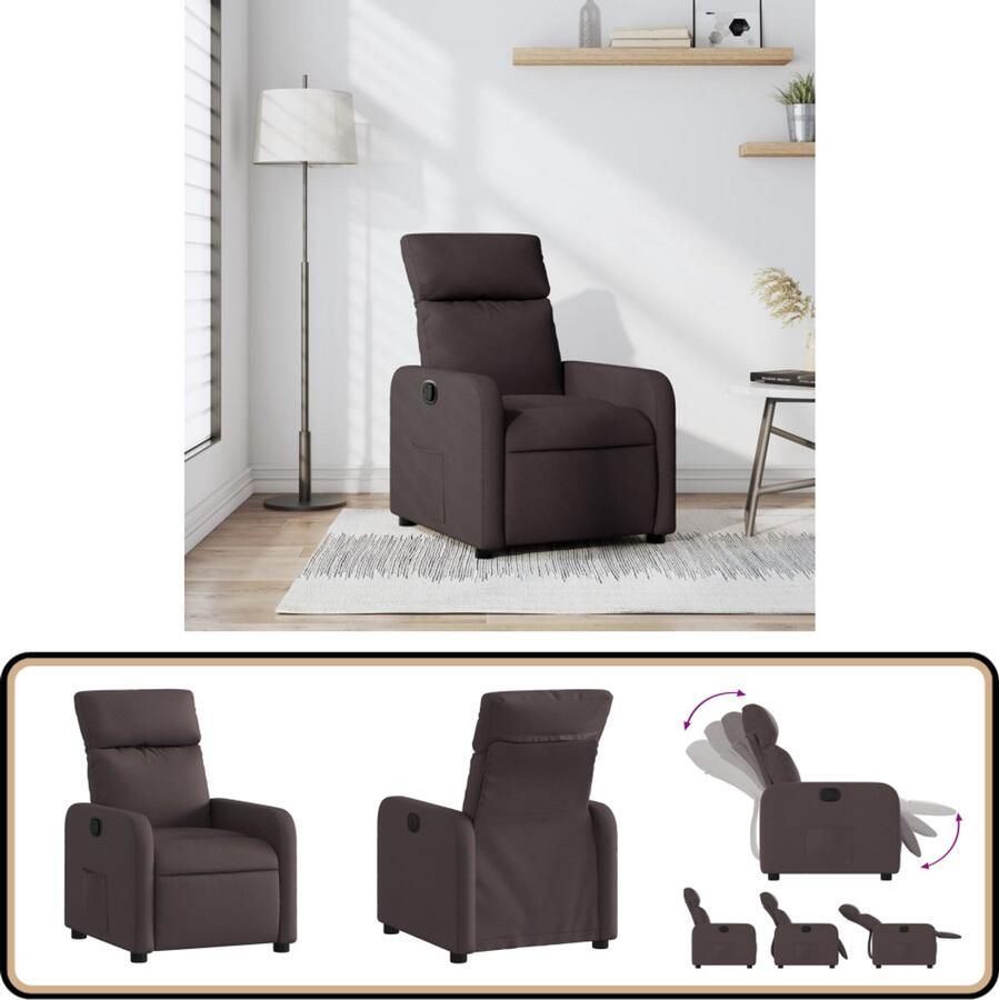 VidaXL Verstelbare Fauteuil Stof Donkerbruin Verstelbare Fauteuil Fauteuils Lounge Stoel Relaxstoel Lederlook