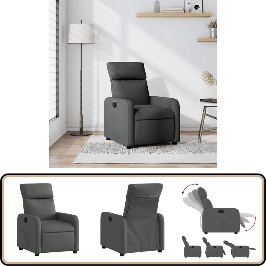 VidaXL Verstelbare Fauteuil Stof Donkergrijs Verstelbare Fauteuil Fauteuils Lounge Stoel Leesfauteuil Donkere Grijze Fauteuil