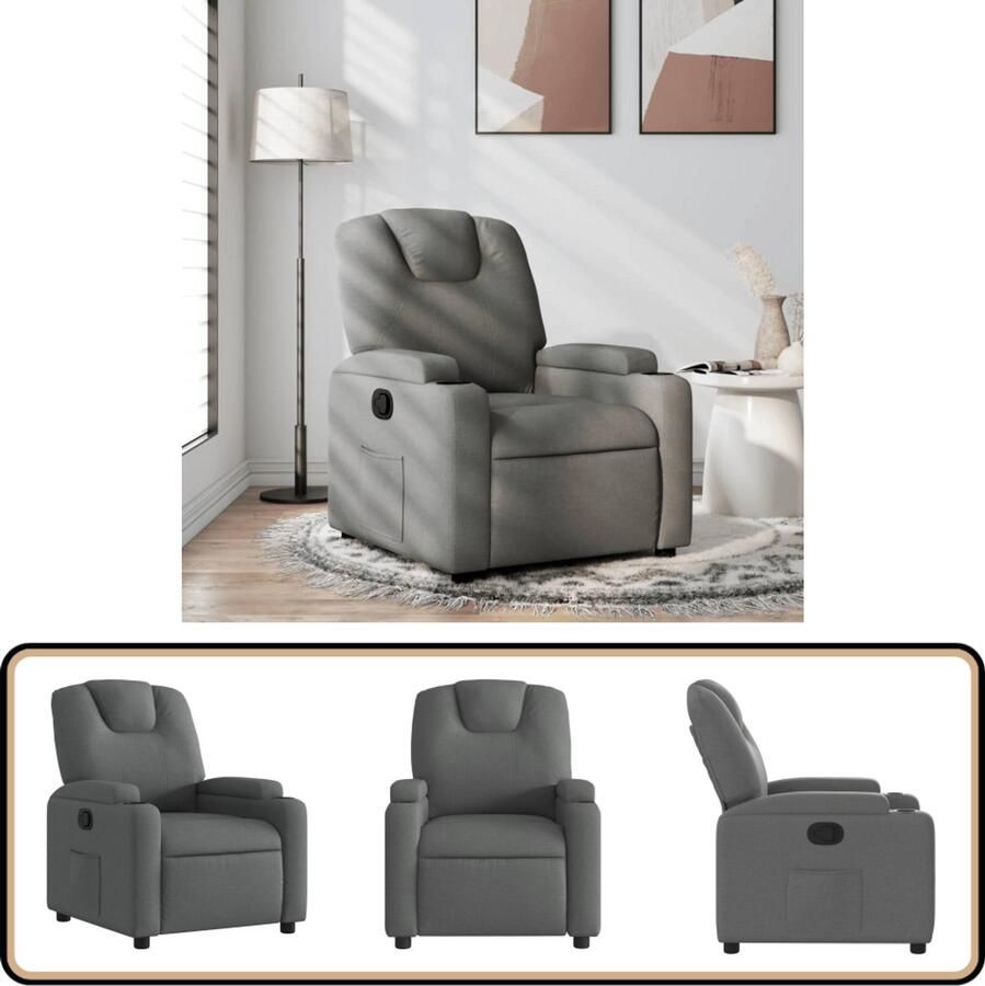 VidaXL Verstelbare Fauteuil Stof Donkergrijs Verstelbare Fauteuil Fauteuils Lounge Stoel Relaxfauteuil Donkere Grijze Fauteuil