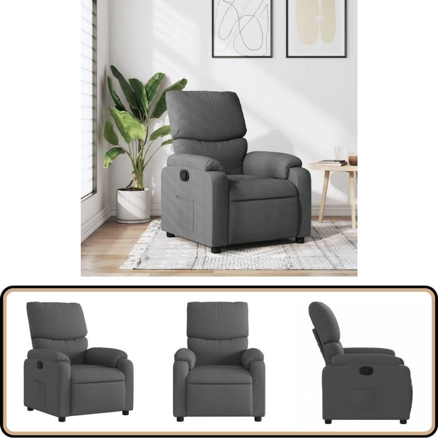 VidaXL Verstelbare Fauteuil Stof Donkergrijs Verstelbare Fauteuil Fauteuils Lounge Stoel Relaxfauteuil Donkere Grijze Fauteuil
