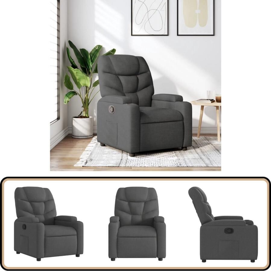 VidaXL Verstelbare Fauteuil Stof Donkergrijs Verstelbare Fauteuil Fauteuils Lounge Stoel Relaxfauteuil Donkere Grijze Fauteuil