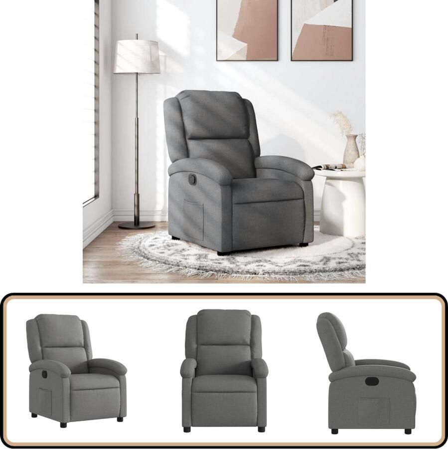 VidaXL Verstelbare Fauteuil Stof Donkergrijs Verstelbare Fauteuil Fauteuils Lounge Stoel Relaxfauteuil Ergonomische Stoel