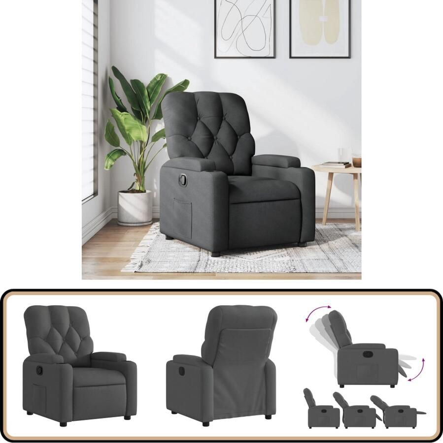 VidaXL Verstelbare Fauteuil Stof Donkergrijs Verstelbare Fauteuil Fauteuils Lounge Stoel Relaxfauteuil Donkere Grijze Fauteuil