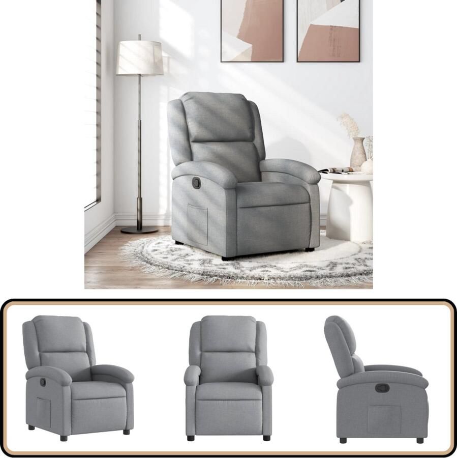 VidaXL Verstelbare Fauteuil Stof Lichtgrijs Verstelbare Fauteuil Fauteuils Lounge Stoel Relaxfauteuil Leesstoel