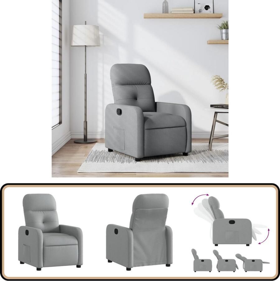 VidaXL Verstelbare Fauteuil Stof Lichtgrijs Verstelbare Fauteuil Fauteuils Lounge Stoel Relaxfauteuil Leesstoel