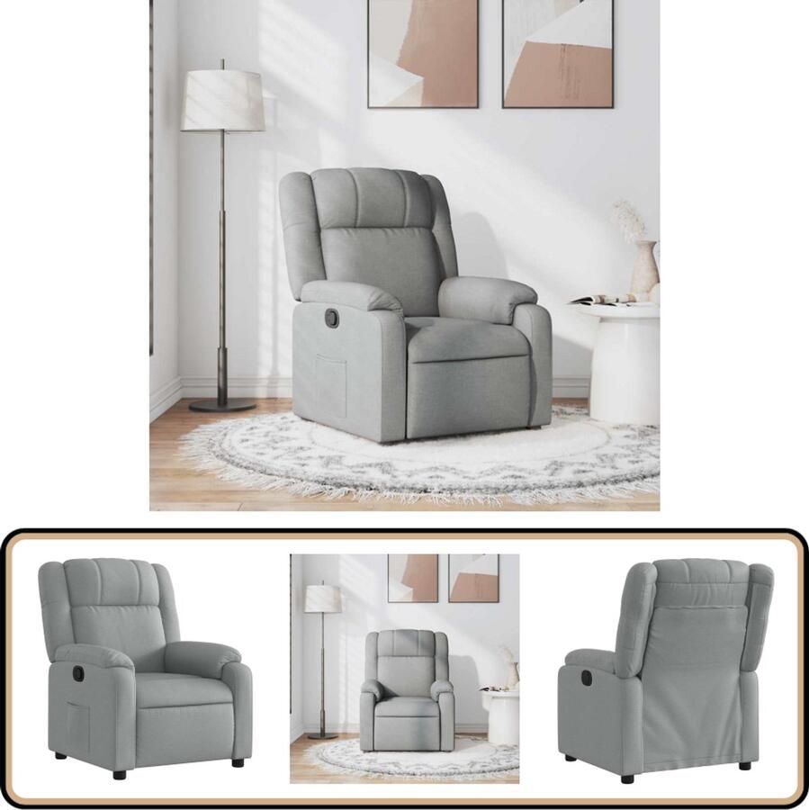 VidaXL Verstelbare Fauteuil Stof Lichtgrijs Verstelbare Fauteuil Fauteuils Lounge Stoel Relaxfauteuil Leesstoel