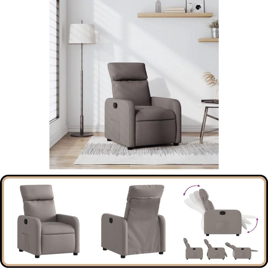 VidaXL Verstelbare Fauteuil Stof Taupe Verstelbare Fauteuil Lounge Stoel Fauteuils Relaxfauteuil Ergonomische Stoel