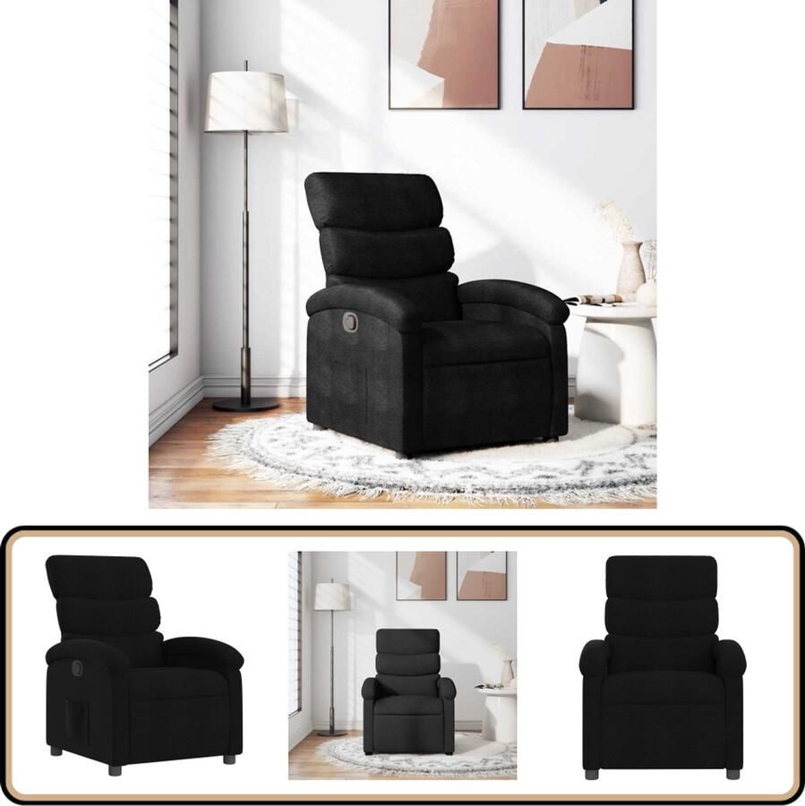 VidaXL Verstelbare Fauteuil Stof Zwart Comfortabel Verstelbare Fauteuil Fauteuils Lounge Stoel Relaxfauteuil Zitzak
