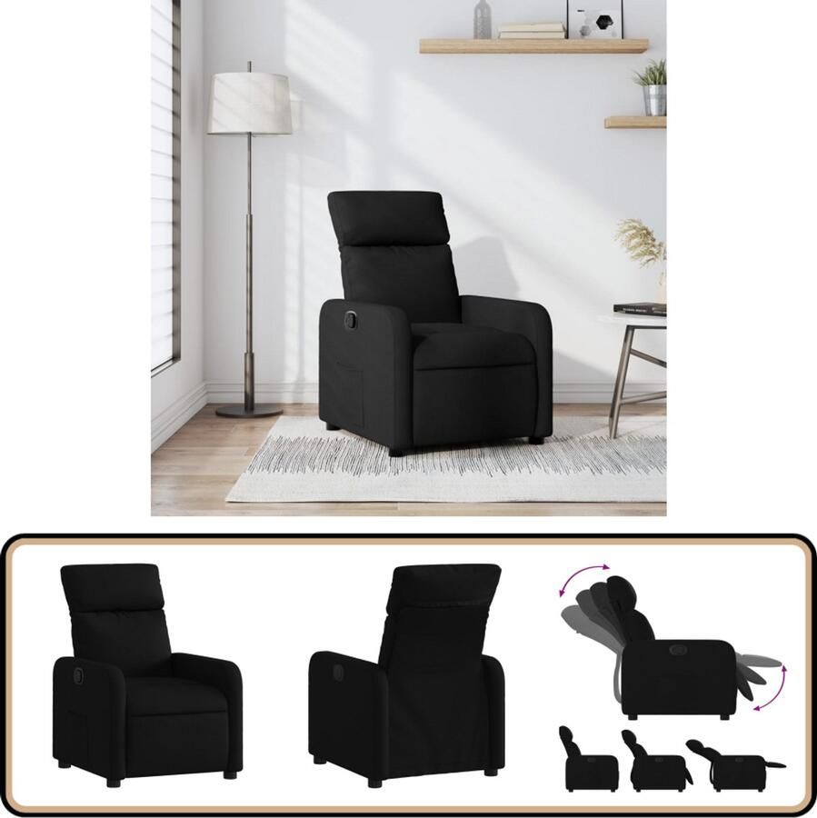 VidaXL Verstelbare Fauteuil Stof Zwart Verstelbare Fauteuil Fauteuils Lounge Stoel Relaxfauteuil Ergonomische Stoel