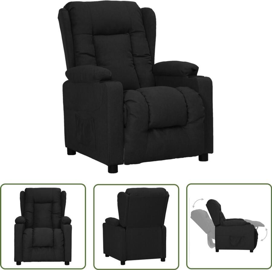 VidaXL Verstelbare Fauteuil Stof Zwart Verstelbare Fauteuil Lounge Stoel Relaxfauteuil Leesfauteuil Zwarte Fauteuil Fauteuils Online Kopen Design Fauteuil Ergonomische Fauteuil