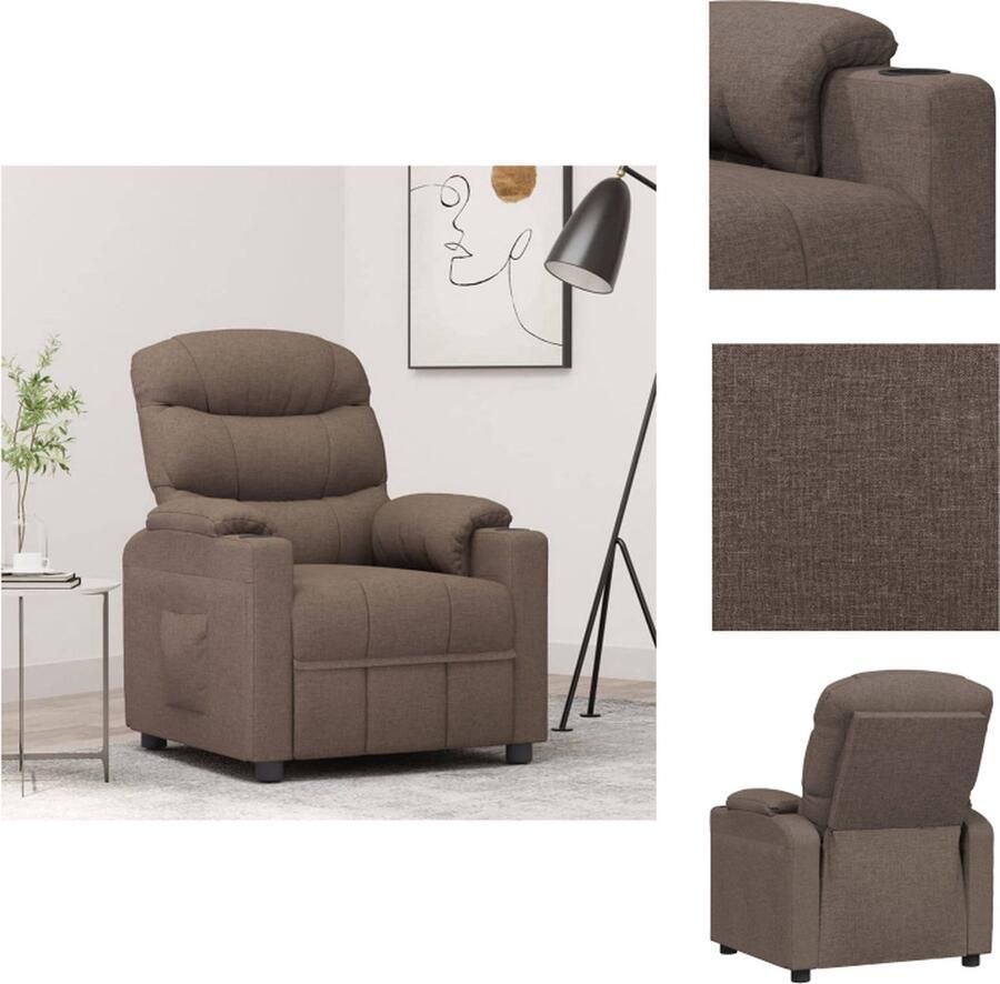 VidaXL Verstelbare Fauteuil Taupe 75.5 x 92 x 105 cm Ademende stof Fauteuil