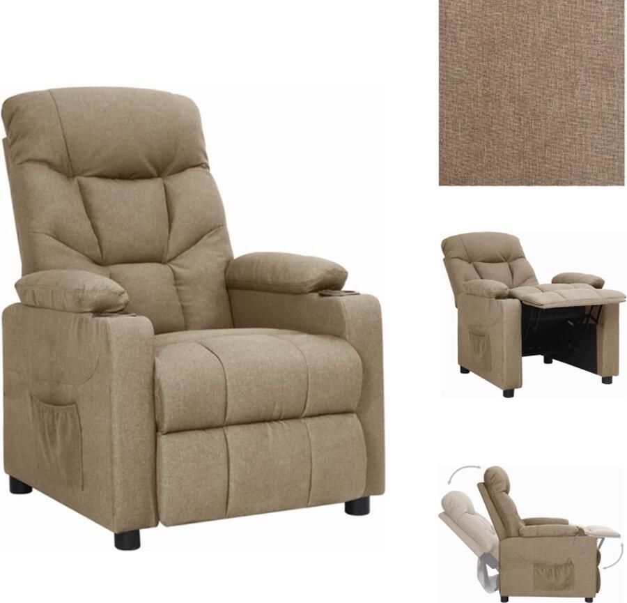 VidaXL Verstelbare Fauteuil Taupe Stof 73 x 138 x 85 cm Comfortabel en duurzaam Fauteuil